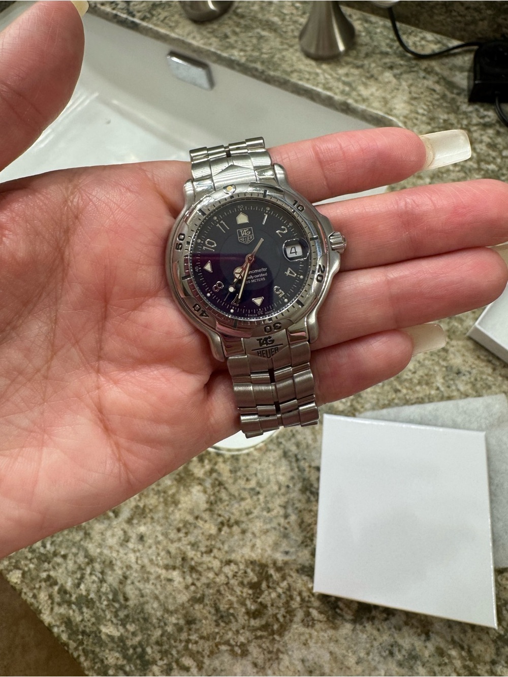 Tag Heuer Silver Bracelet Watch with Black Dial